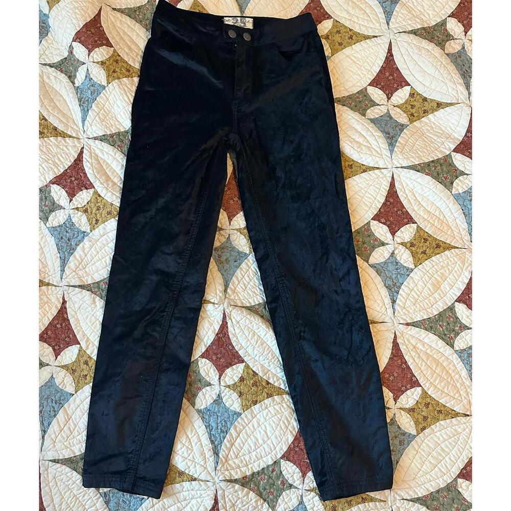 Free People crushed velvet straight slim leg jeans black size 25” whimsigoth